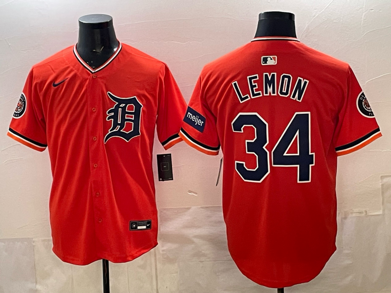 Men Detroit Tigers #34 Lemon orange Game Nike MLB Jersey 2026032006->->MLB Jersey